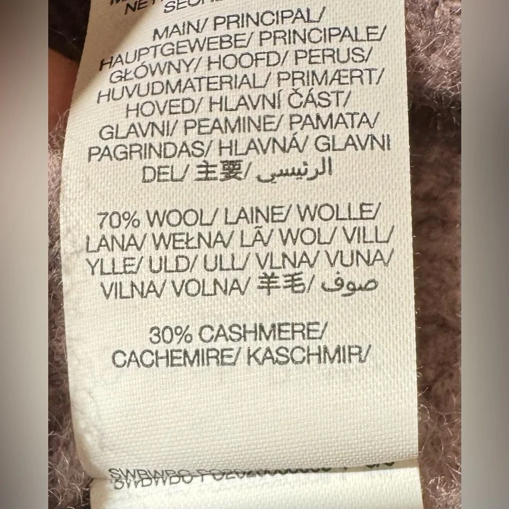 Sweaty Betty Women's Cable Cashmere Wool Blend Sweater Size Large Lavender Gray